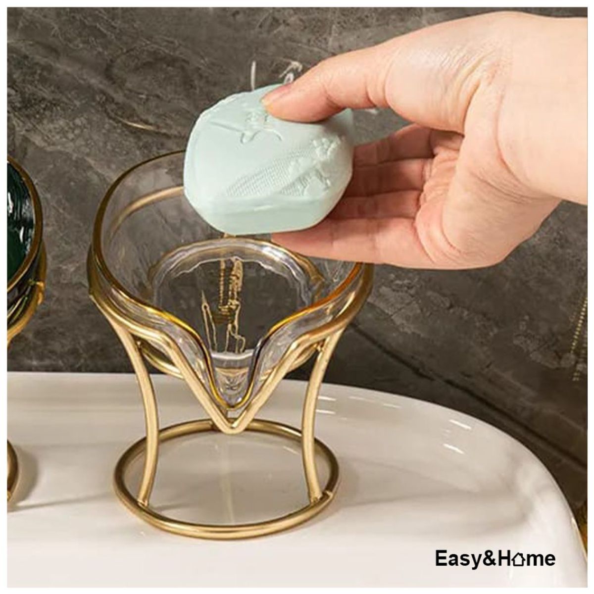 EASY&HOME - Jabonera de Lujo para Baño EasyHome HYC280048 Golden