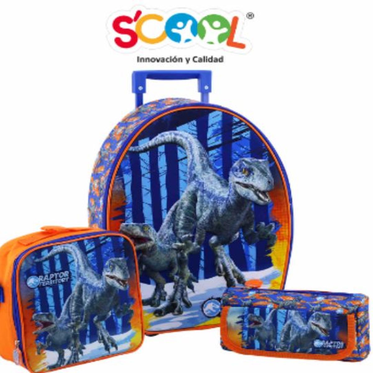 SCOOL - SET MOCHILA MALETA JURASSIC BLUE