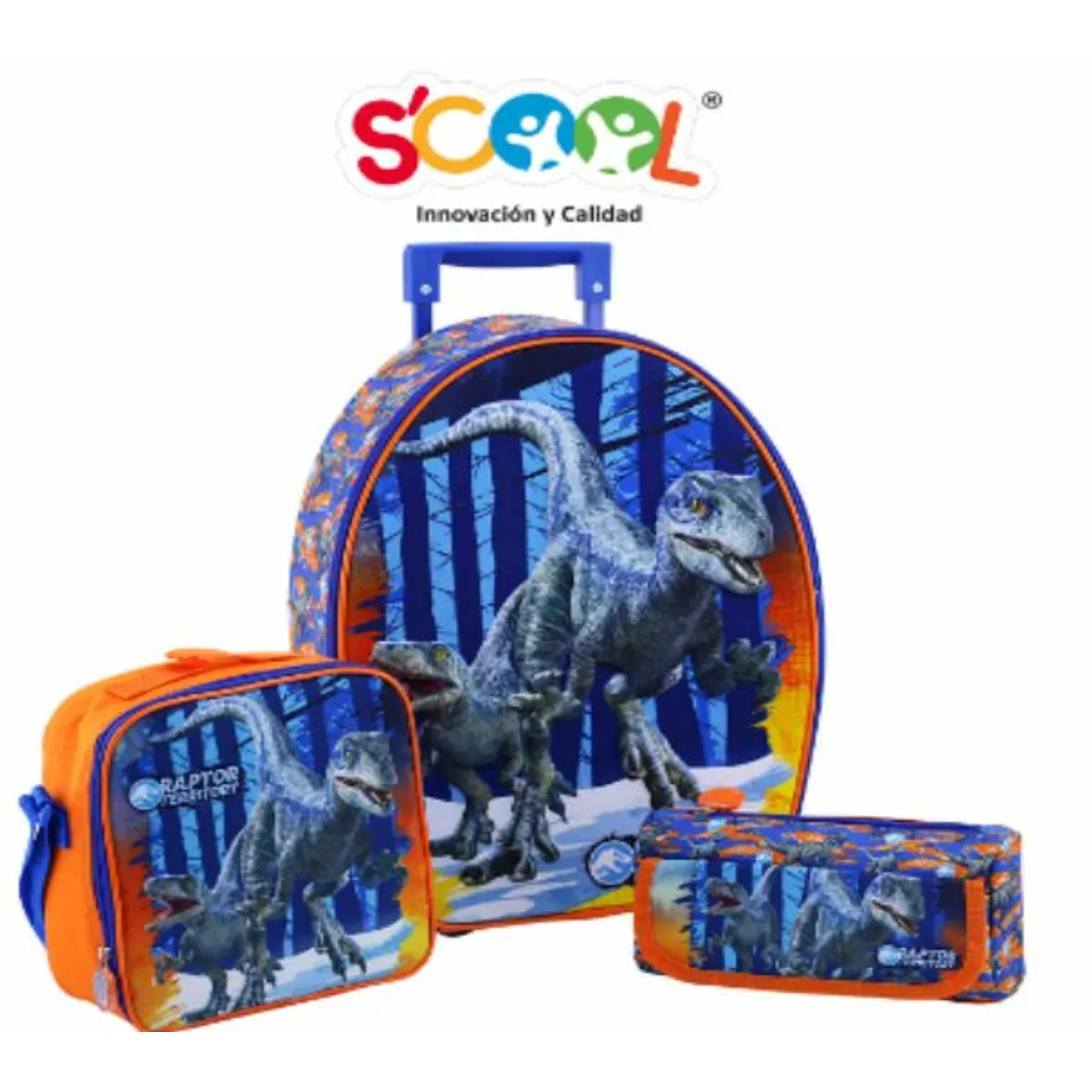 SCOOL - SET MOCHILA MALETA JURASSIC BLUE