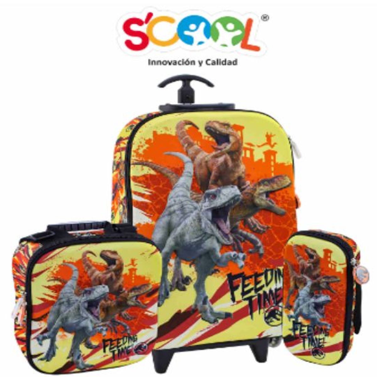 SCOOL - SET MOCHILA JURASSIC WORL AMARILLO