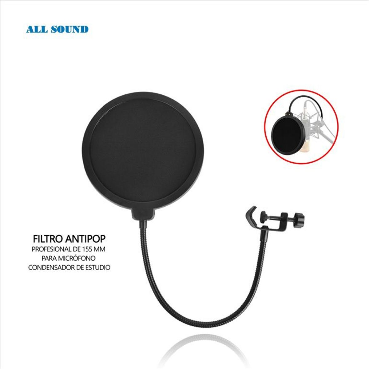 ALL SOUND - FILTRO ANTIPOP PARA MICROFONO ALL SOUND