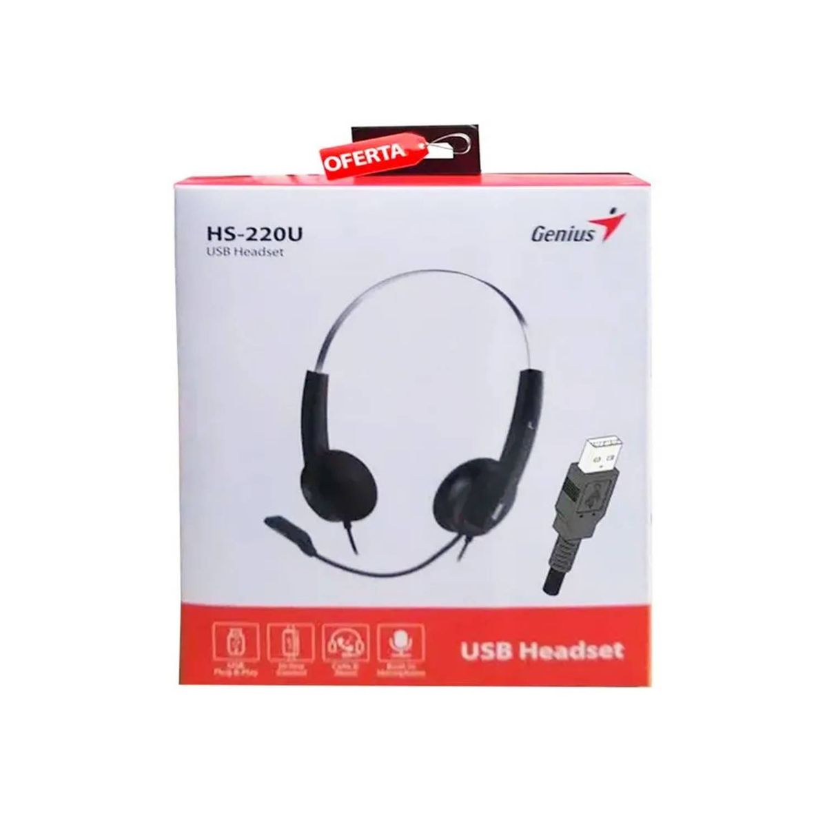 GENIUS - AUDIFONO CMICROF GENIUS HS-220U USB BLACK