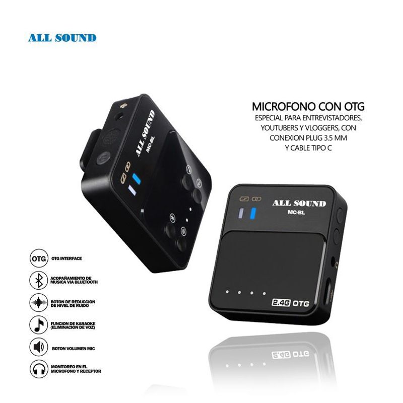 ALL SOUND - MICROFONO INALAMBRICO LAVALIER OTG - ALL SOUND