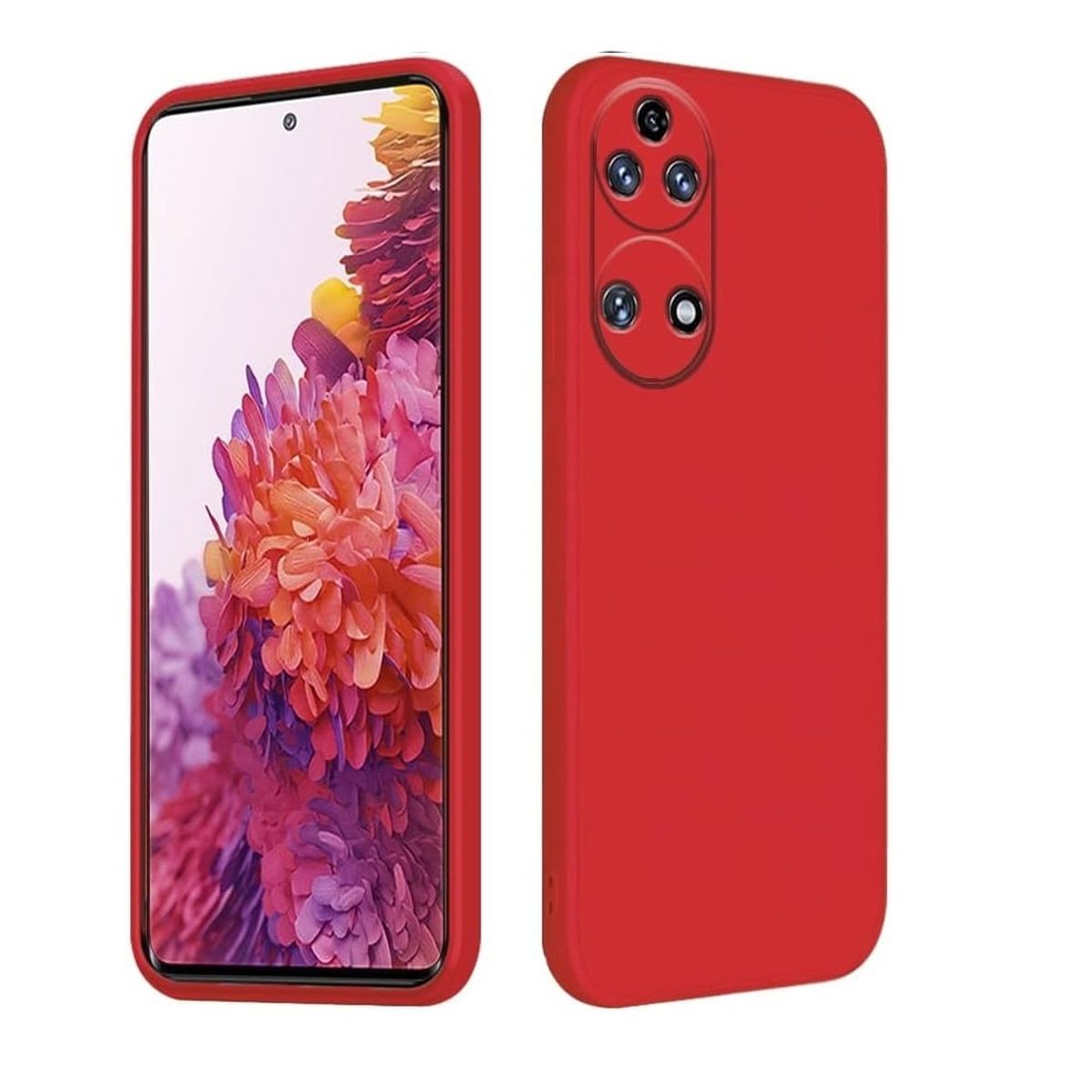 GENERICO - Funda Case para Huawei P50 Pro Soft Feeling Antishock Rojo Antigolpe