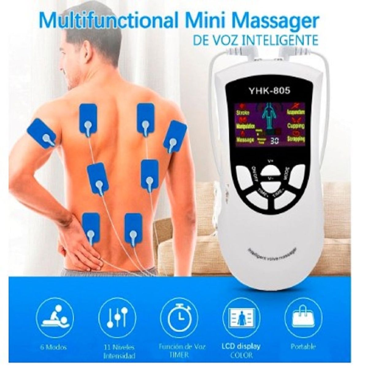 VICTORIA - Masajeador Eléctrico con parches Tens Electrodos con 8 parches