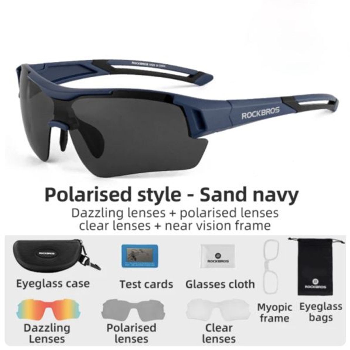 ROCKBROS - Lentes para ciclismo negros con azul Rockbros