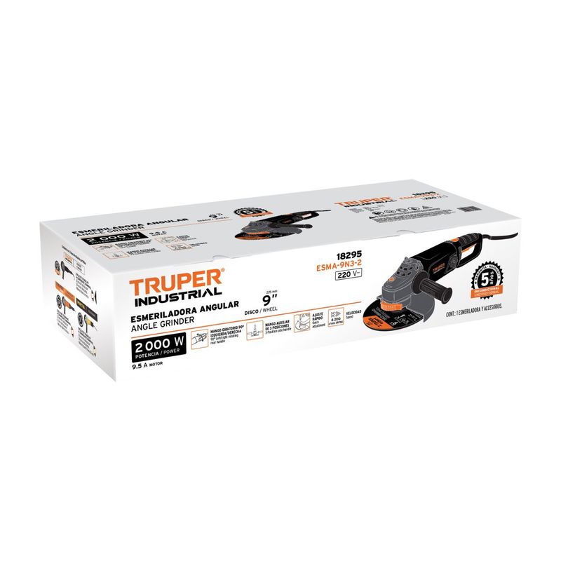 TRUPER - Esmeriladora angular 9 Industrial 2000W