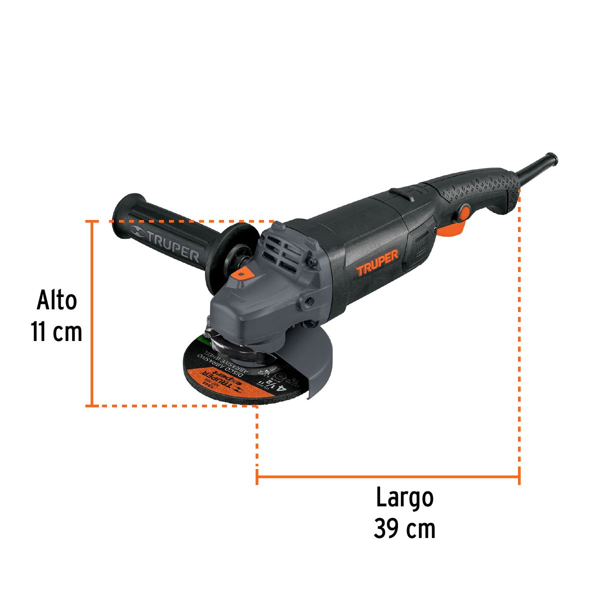 TRUPER - Esmeriladora Angular 4-1/2", Industrial, 1250 W, 220 V, Truper