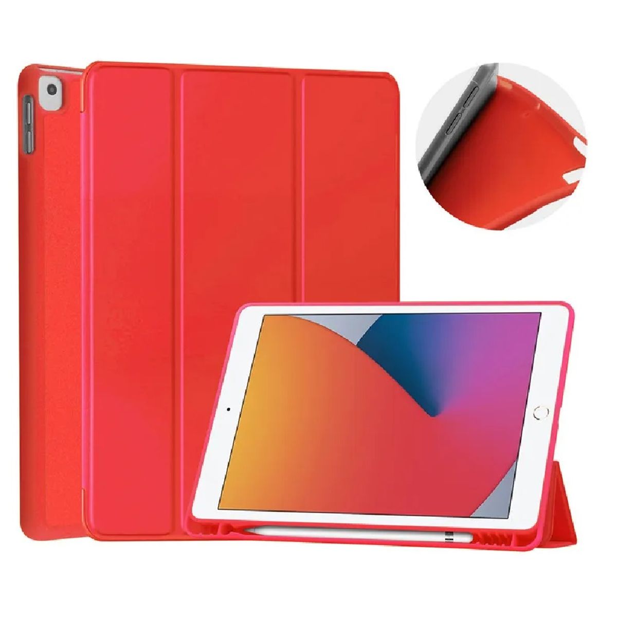 GENERICO - Funda de iPad Air 1 9.7" Imantada + Portalápiz Roja Antishock