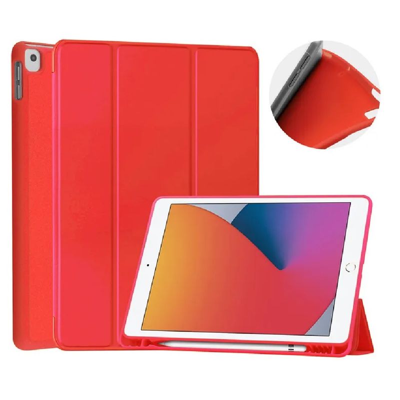 GENERICO - Funda para Xiaomi Redmi Pad SE Imantada + Portalápiz Roja Antishock