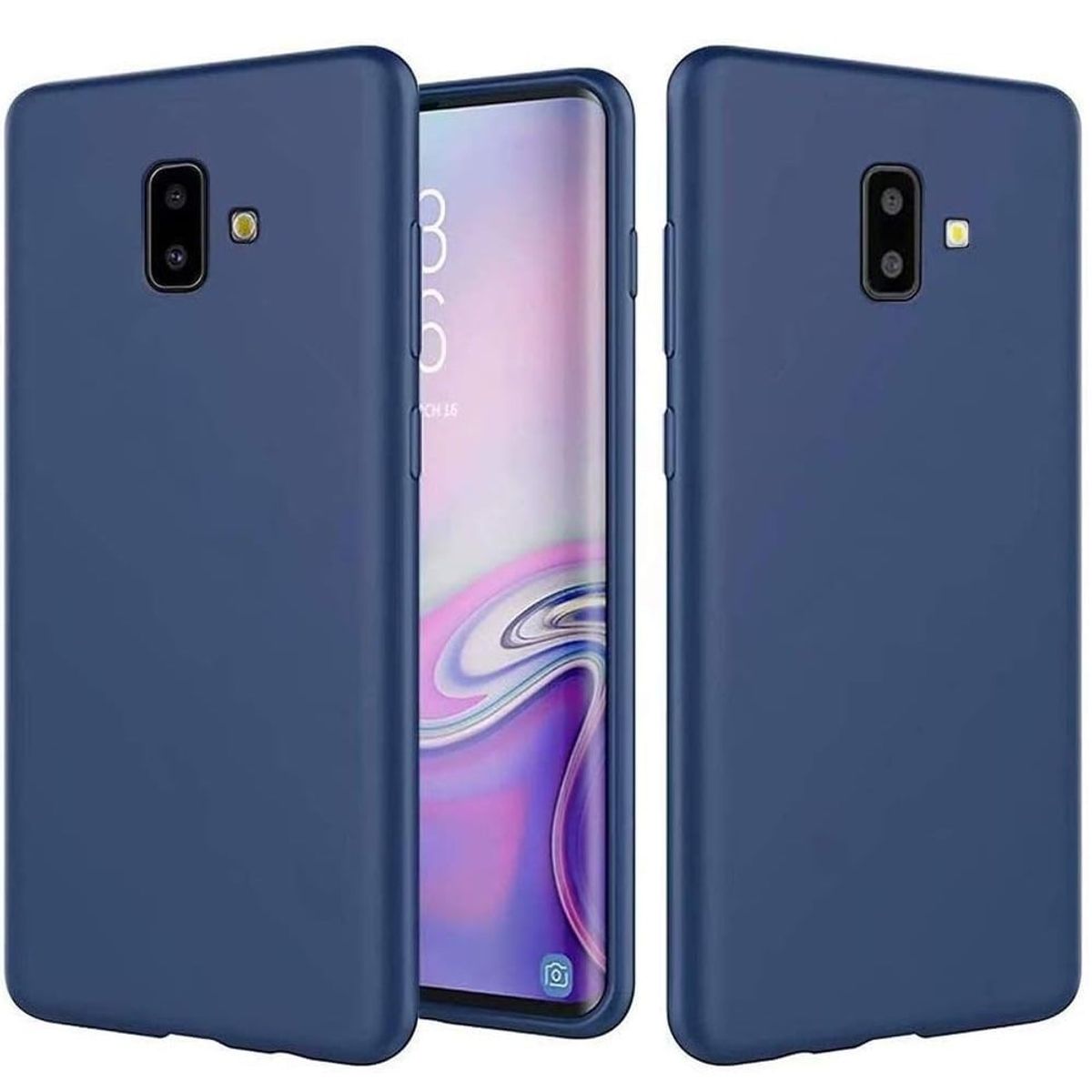 GENERICO - Funda Case para Samsung J6 Plus Soft Feeling Antishock Azul Antigolpe