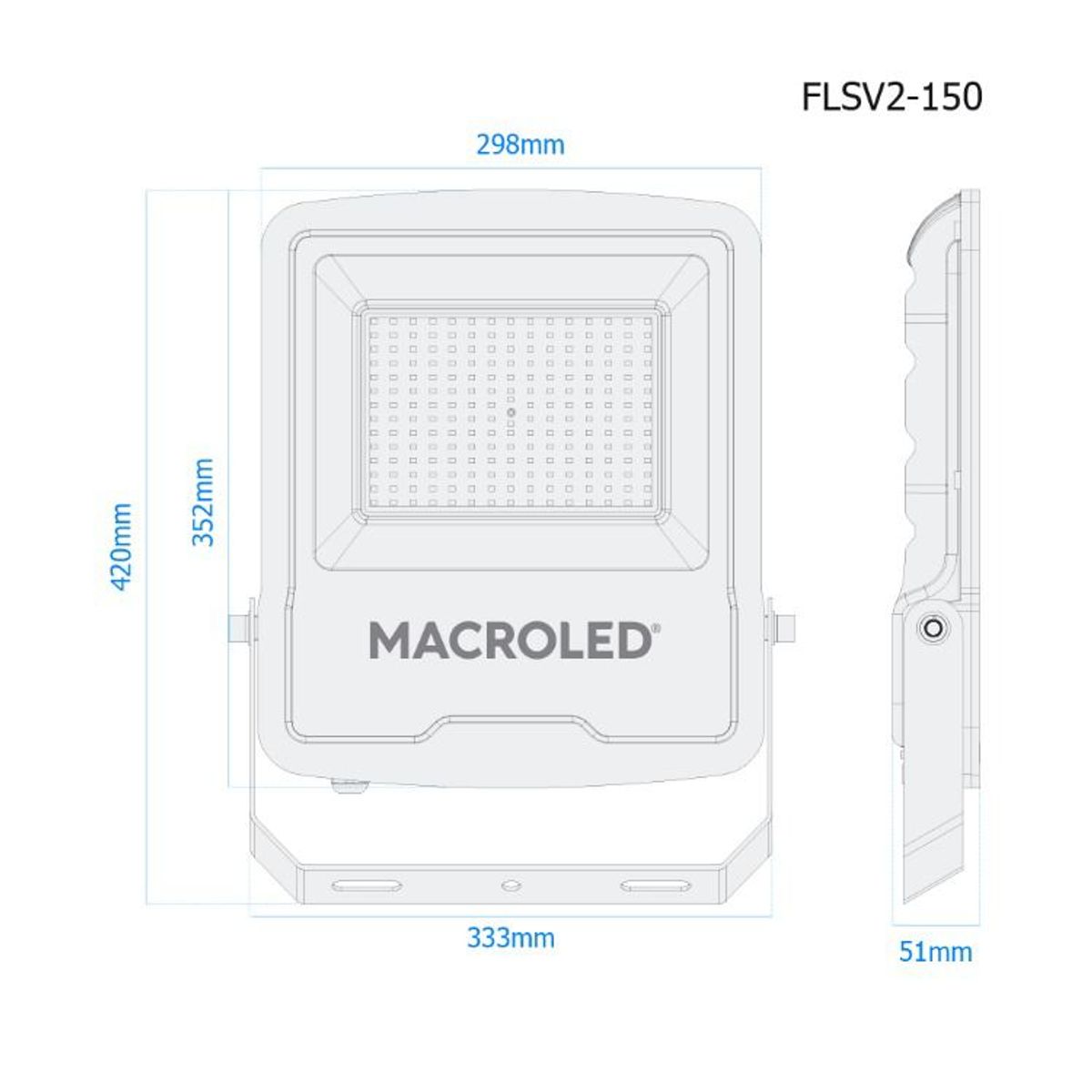 GENERICO - Reflector Led Negro 150W Luz Cálida 3000K - MACROLED