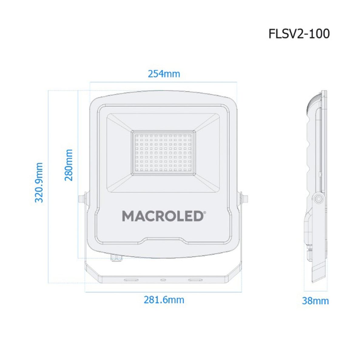 GENERICO - Reflector Led Negro 100W Luz Fría 6500K - MACROLED
