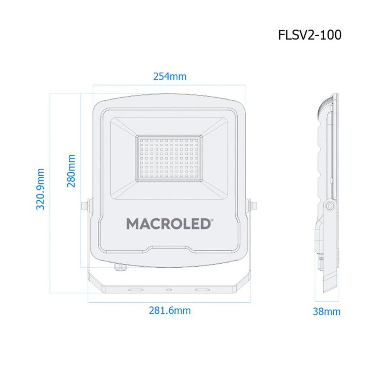 GENERICO - Reflector Led Negro 100W Luz Cálida 3000K - MACROLED