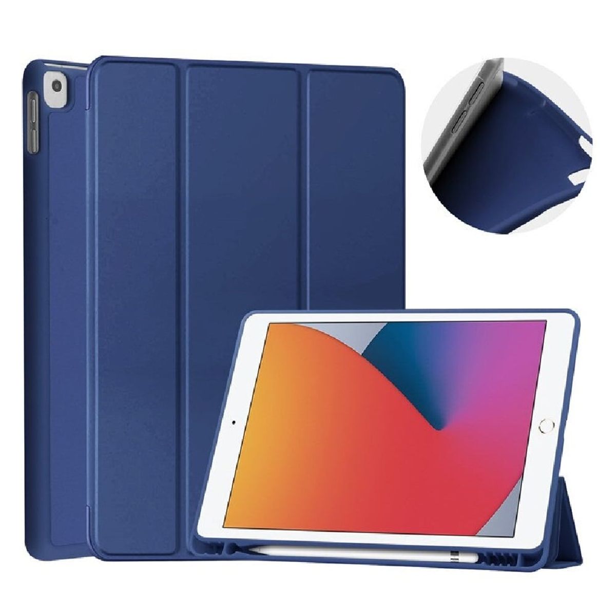 GENERICO - Funda Case for iPad Mini 3 9.7" Imantada + Portalápiz Azul Antishock