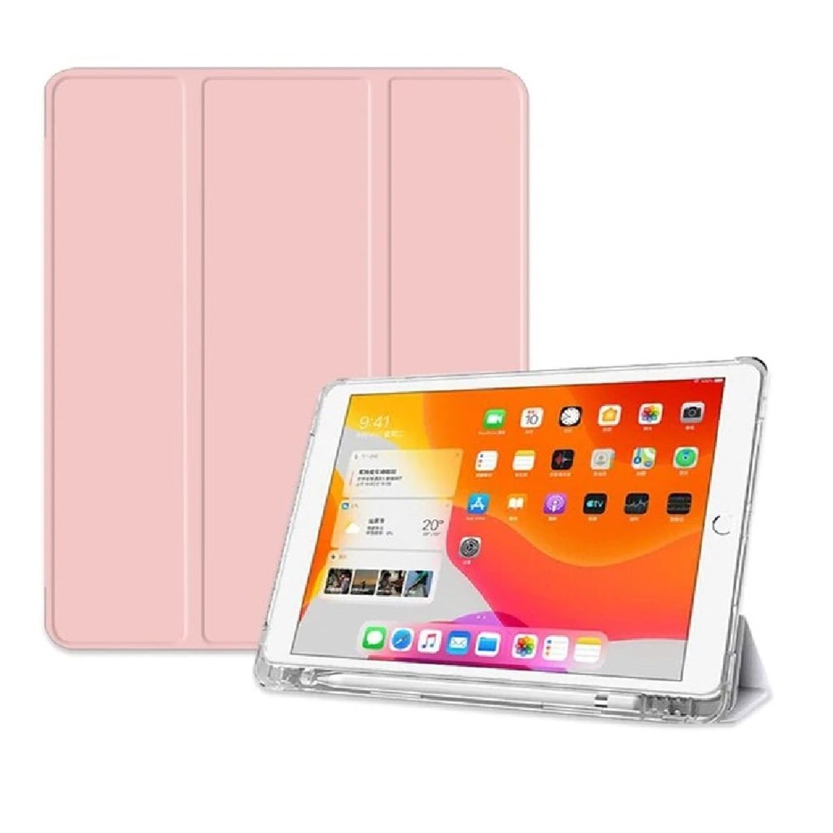 GENERICO - Funda para Lenovo M10 2da Gen 10.1" con Portalápiz Rosada Antishock