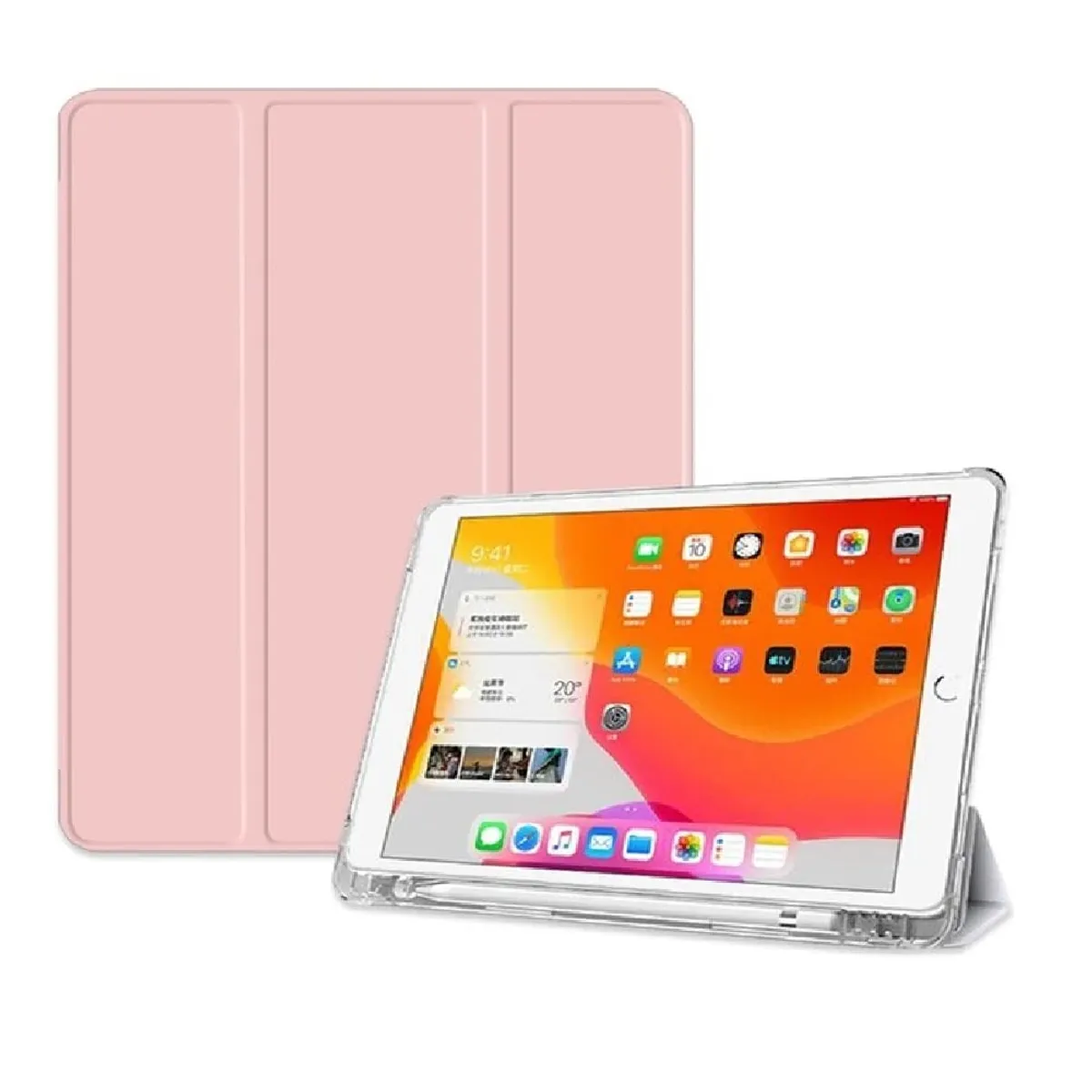 GENERICO - Funda Case para Lenovo M10 Plus 3ra Gen + Portalápiz Rosada Antishock