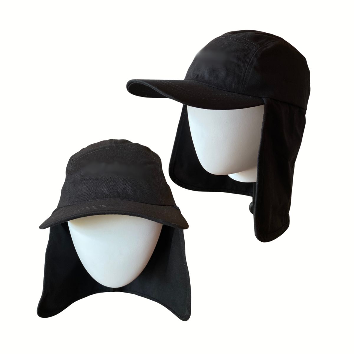 KAST PE - Cubrenuca Algodón Negro Bordado Sombrero de protección solar