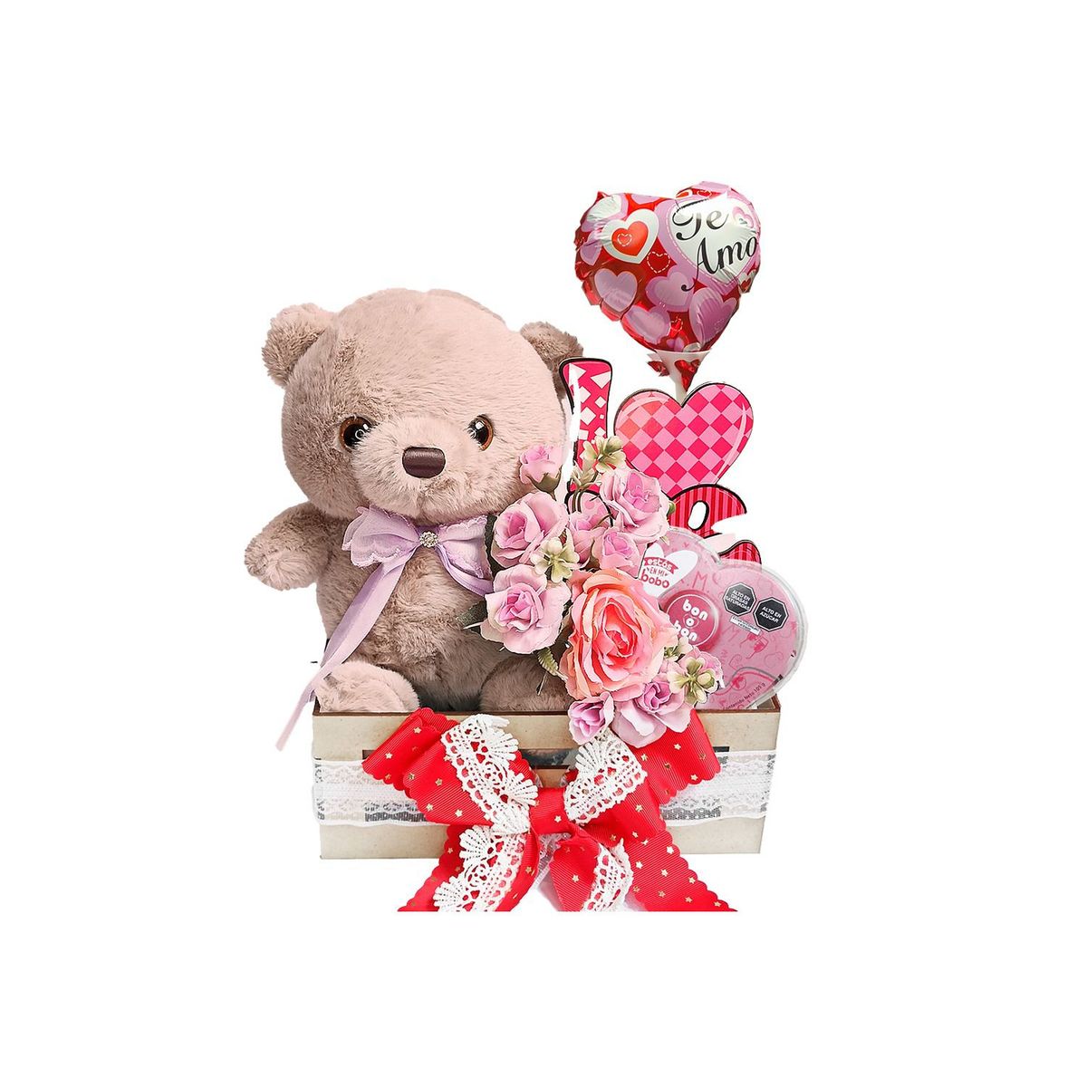 GENERICO - Adorno Box Oso De Peluche con chocolates Amor San Valentín