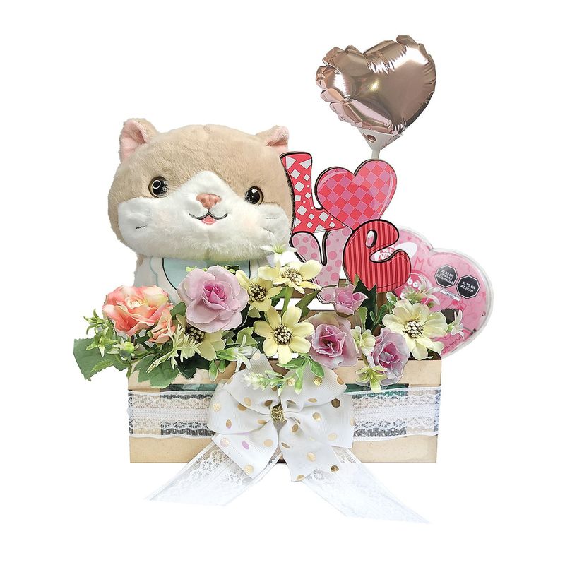 GENERICO - Adorno Box Gato De Peluche con chocolates Amor San Valentín