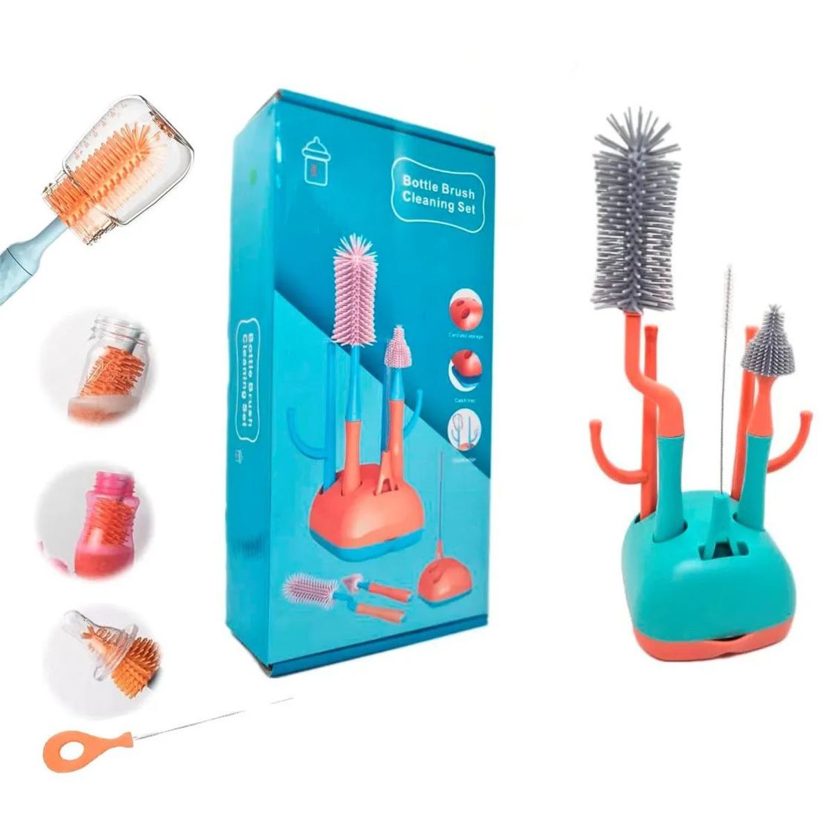 GENERICO - Set de Limpieza para Biberones 4 en 1 de Silicona