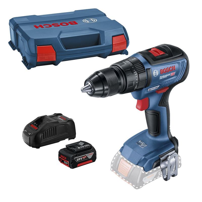 BOSCH - TALADRO PERCUTOR 1/2" 18V GSB 18V-50 + 1 BAT 5 AH Y CARG