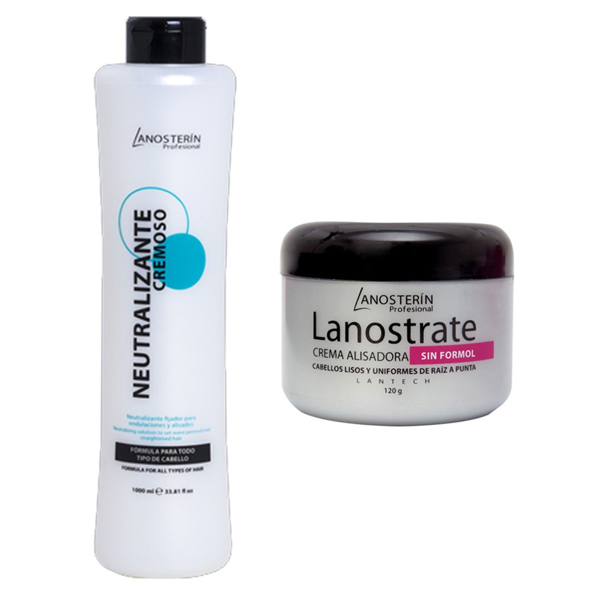 LANOSTERIN - Pack crema Alisadora Para Cabello y Neutralizante Fijador Grande 1k 120