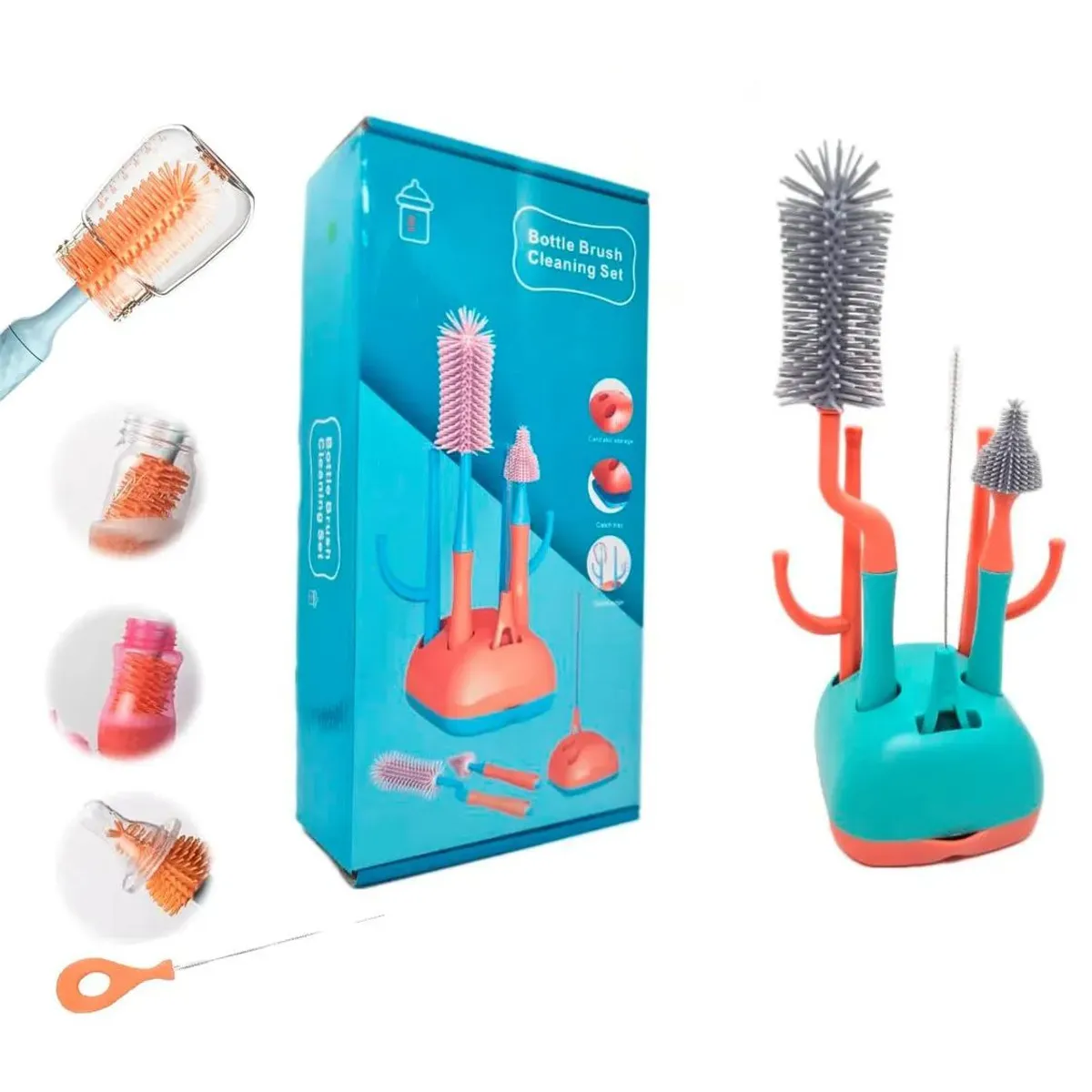 GENERICO - Set de Limpieza para Biberones 4 en 1 de Silicona