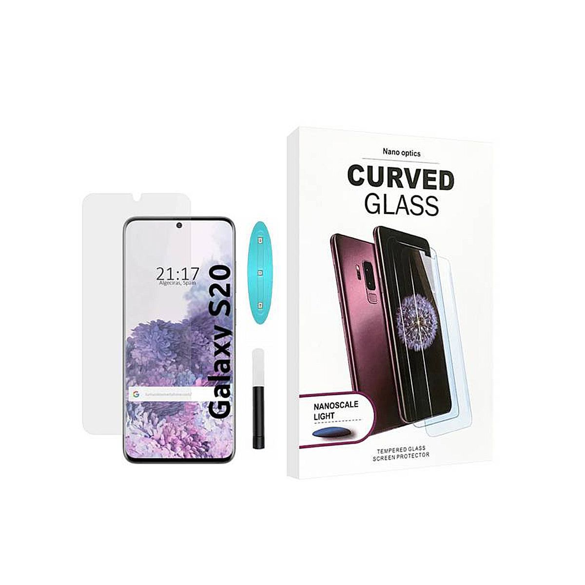 GENERICO - VIDRIO UV PARA SAMSUNG S20 MICA PROTECTOR CURVO TRANSPARENTE