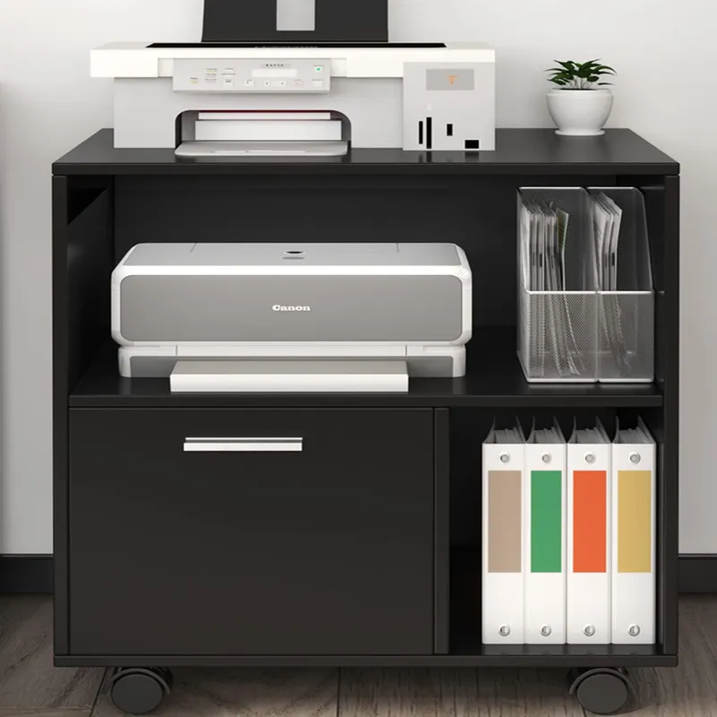 AMUEBLE - MUEBLE AUXILIAR PARA IMPRESORA  "VALDERA" NEGRO tiendas amueble