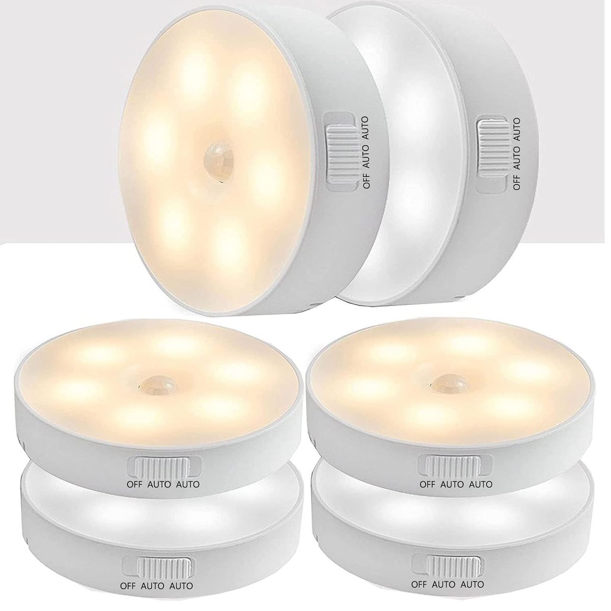 OEM - Luces Led con Sensor de Movimiento Recargable Paquete de 6 Luces Led