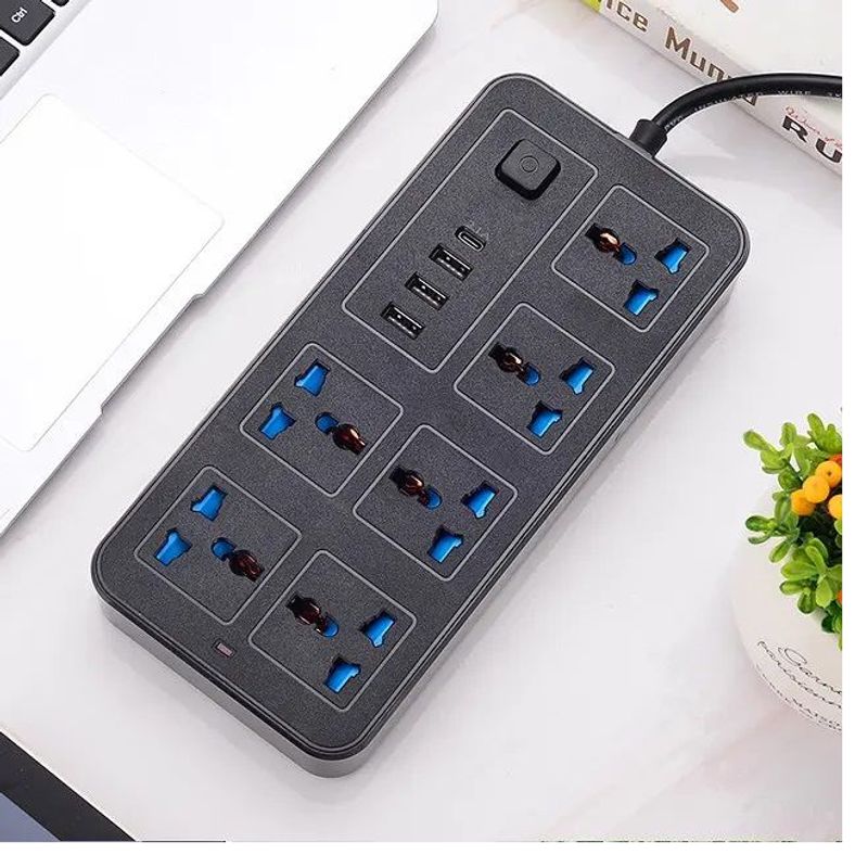 OEM - Enchufe Tomacorriente Múltiple 6 Tomas + 3 Puertos USB + 1 Type C
