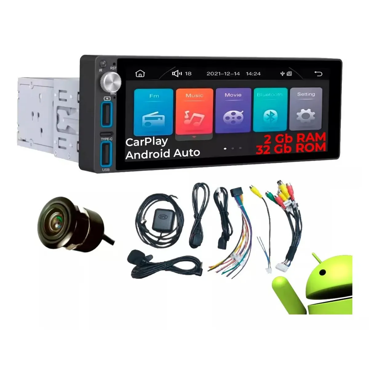 AIWA - Autoradio Aiwa Android Pantalla 6 HD Bluettoth Carplay Mirrorlink