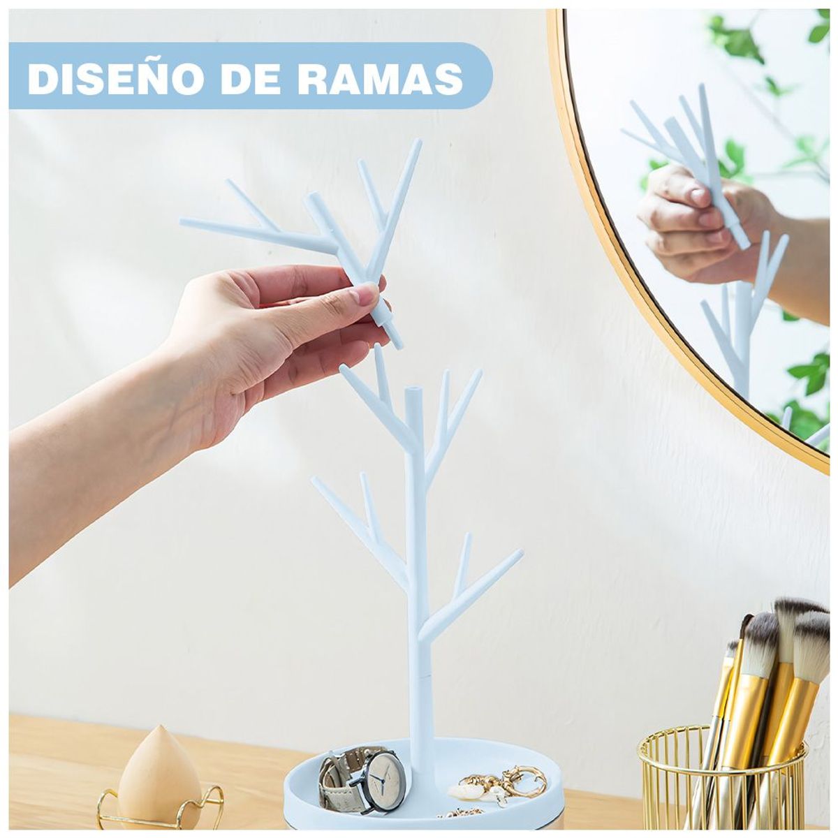 KELLER - Joyero Organizador Giratorio de Accesorios Celeste XU8