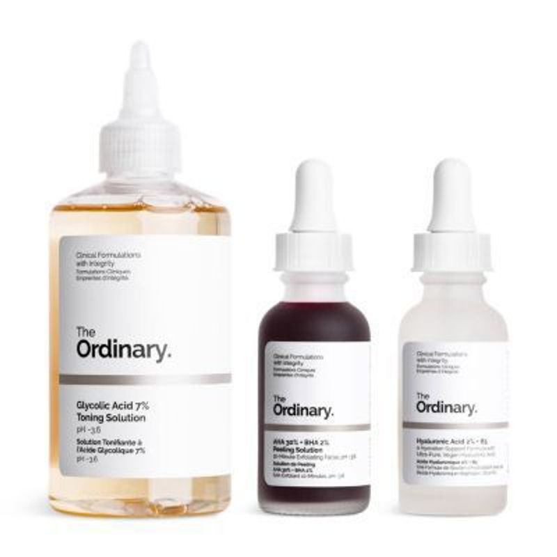 THE ORDINARY - Glycolic Acid 7% +AHA 30% + Hyaluronic Acid 2%  The Ordinary tripack Set Exfoliante