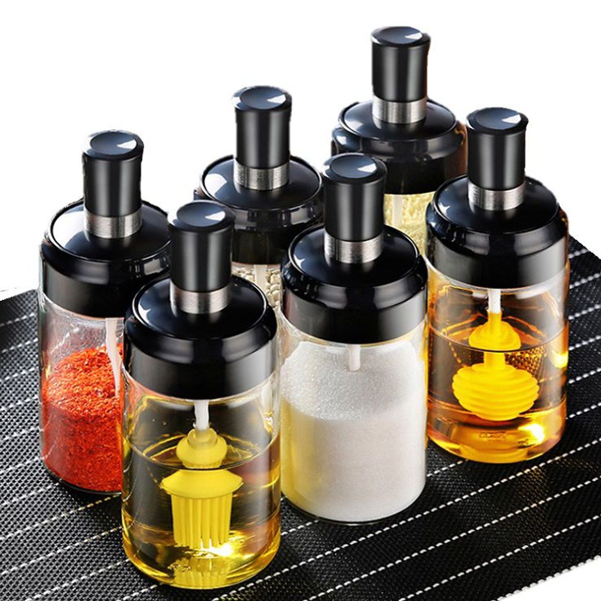 GENERICO - Set de 5 Condimenteros Especieros Frasco de Vidrio con Cuchara