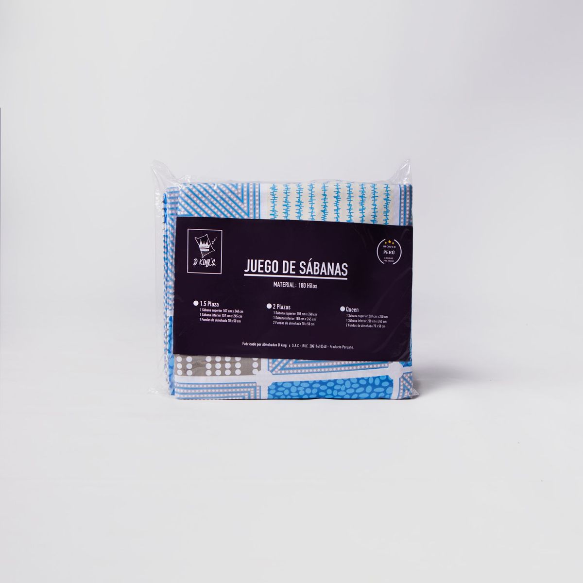 GENERICO - Set De Sábanas Lisa 100 Algodón180 Hilos Queen Cielo Enigmatico