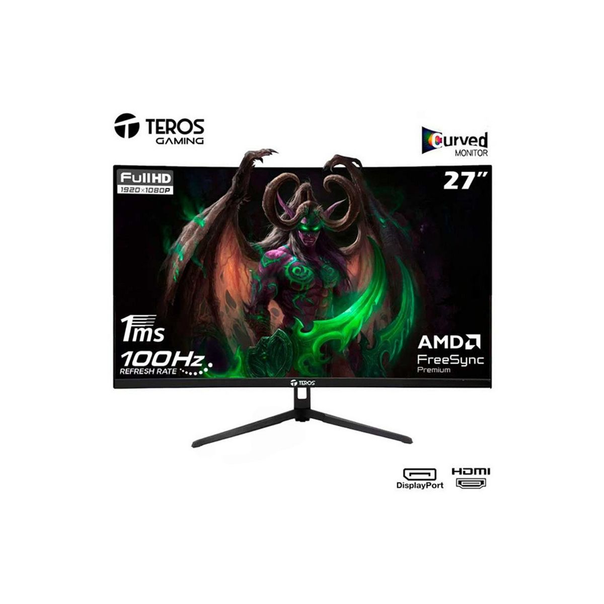 TEROS - Monitor 100Hz 5MS GAMER Teros 27 FREESYNC Curvo FULL HD HDMI 2732S