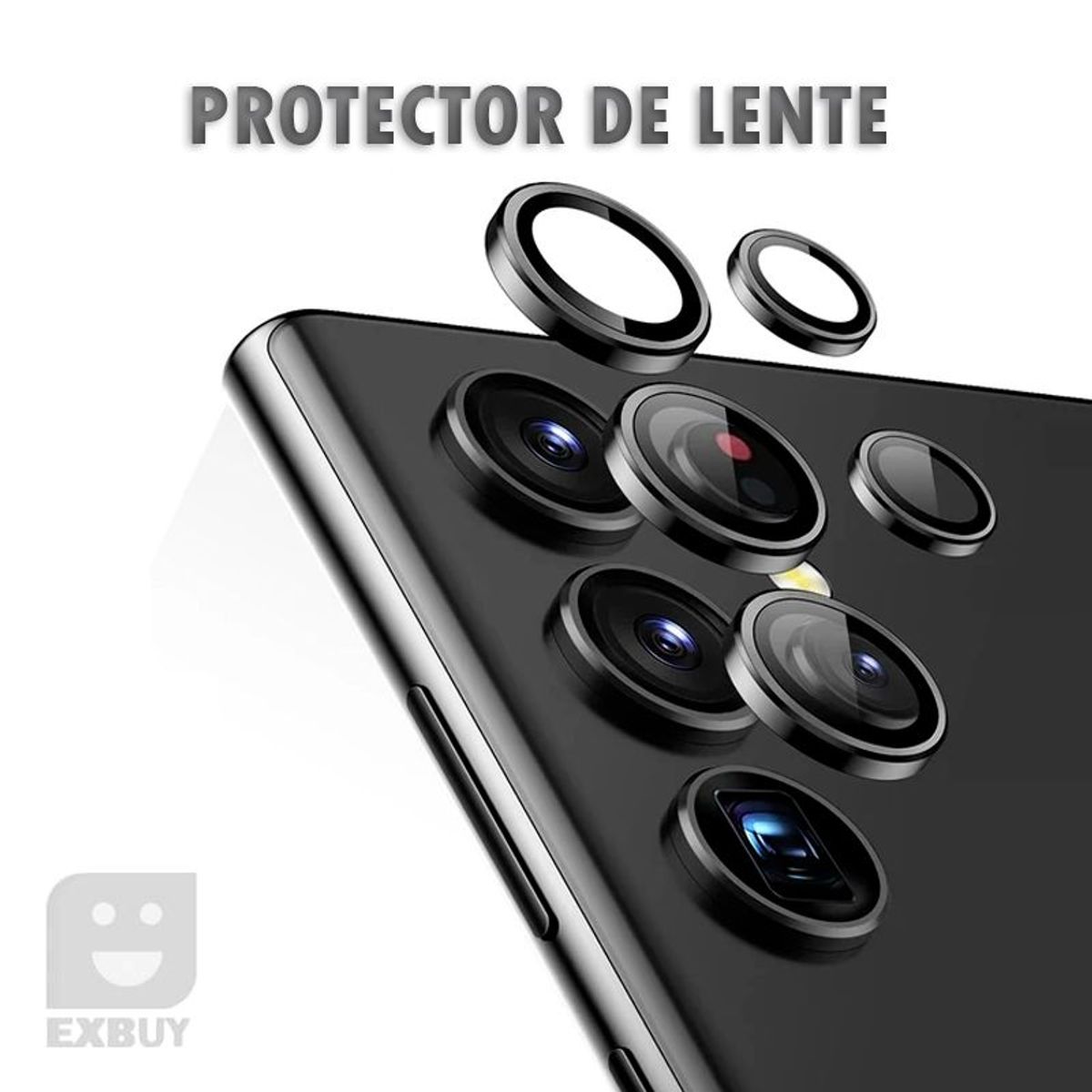 GENERICO - Mica Protectora de Camara Negro para Samsung Galaxy S23 Ultra