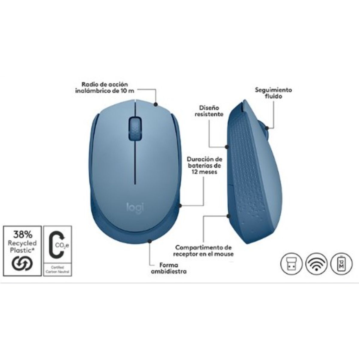 LOGITECH - Mouse Logitech M170 Inalambrico-  blue