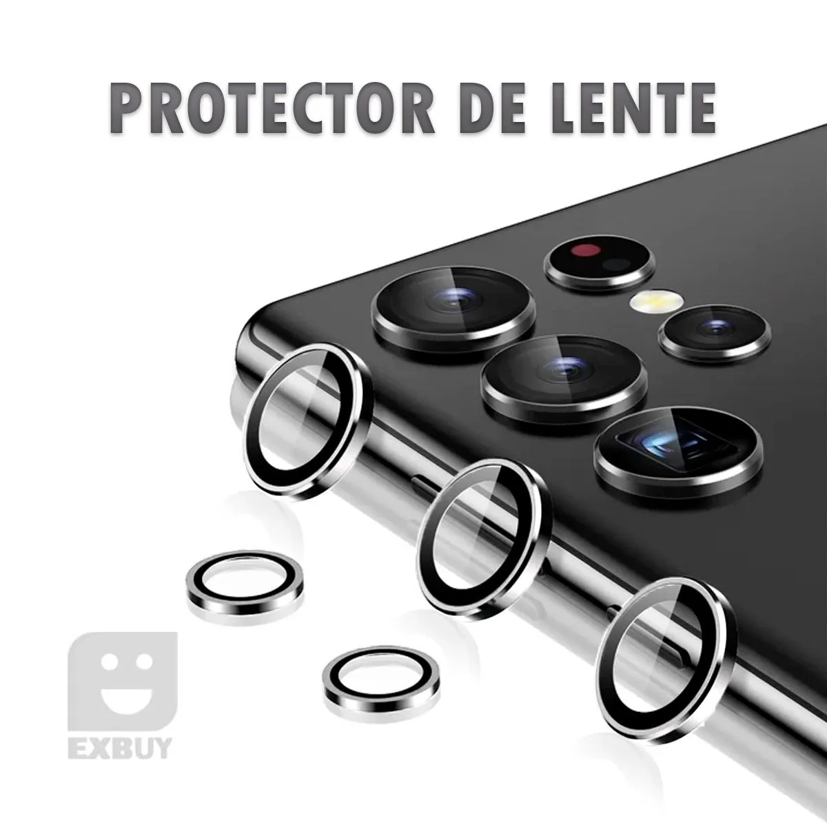 GENERICO - Mica Protectora de Camara Plateado para Samsung Galaxy S23 Ultra