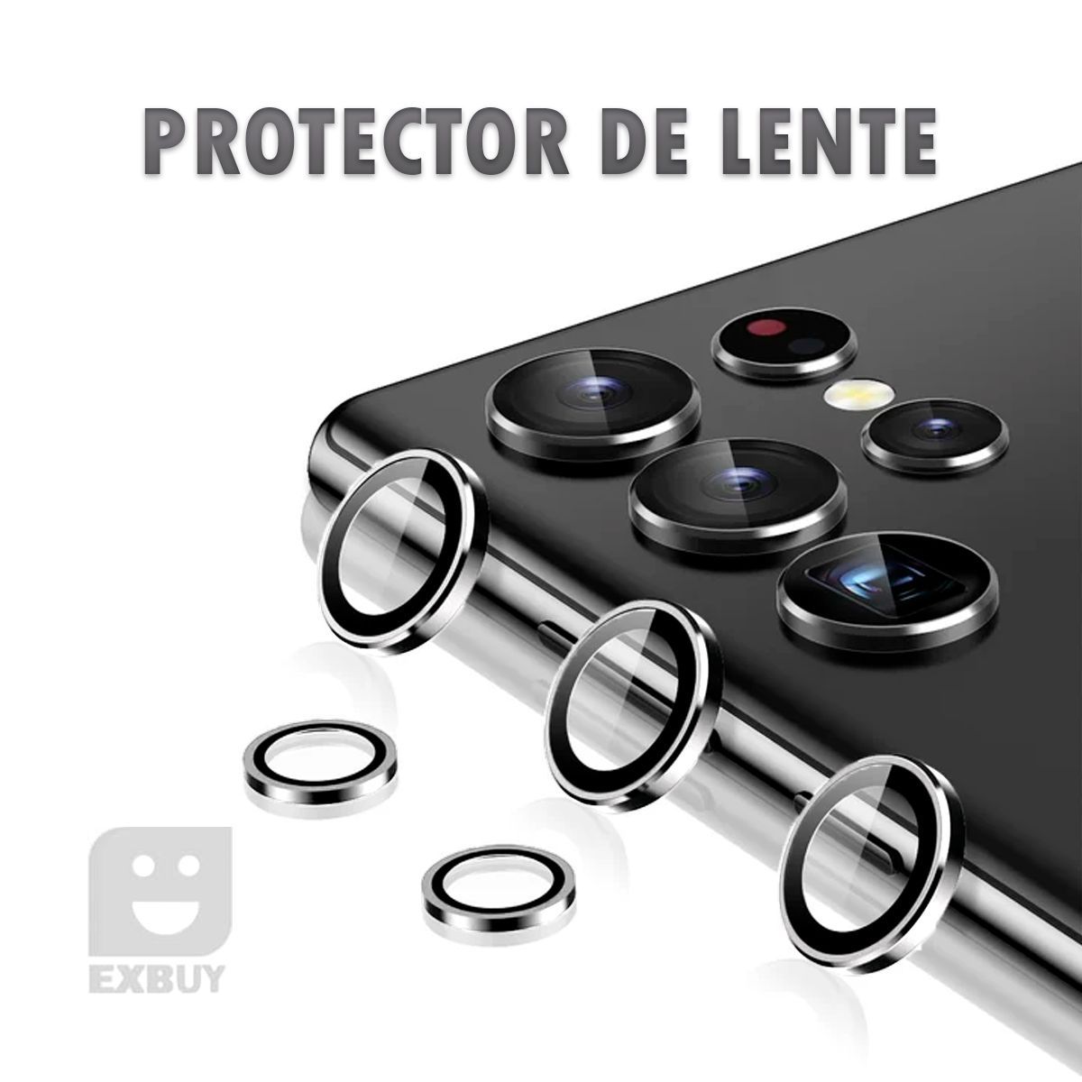 GENERICO - Mica Protectora de Camara Plateado para Samsung Galaxy S23 Ultra