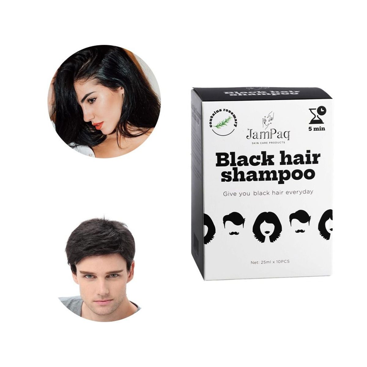 GENERICO - Shampoo Black  Hair JamPaq Cubre canas Negro 25 x 10 Sachet