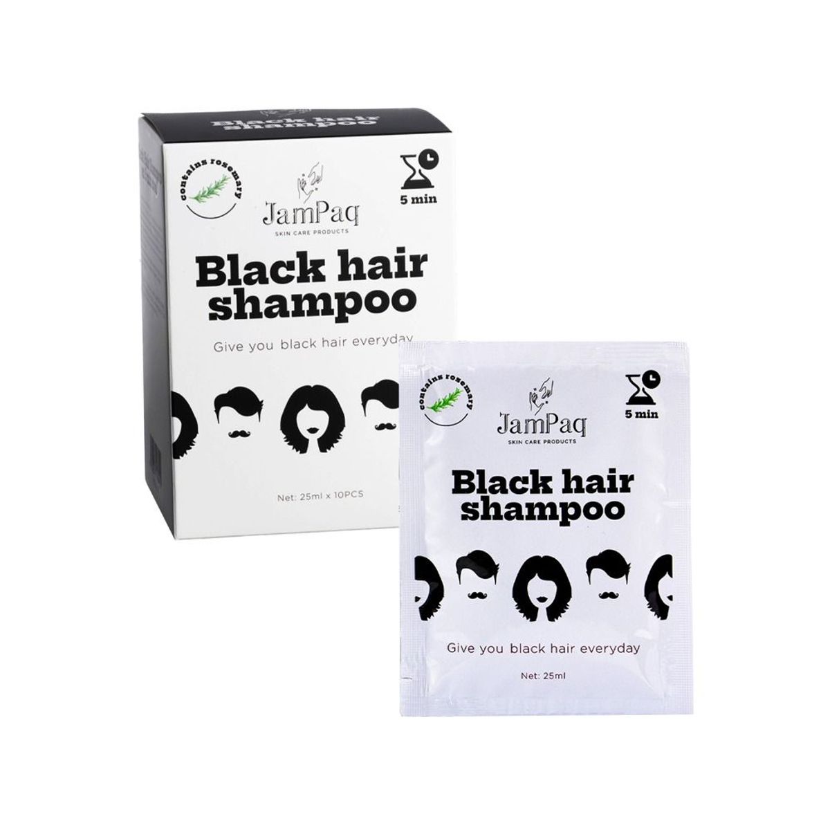 GENERICO - Shampoo Black  Hair JamPaq Cubre canas Negro 25 x 10 Sachet