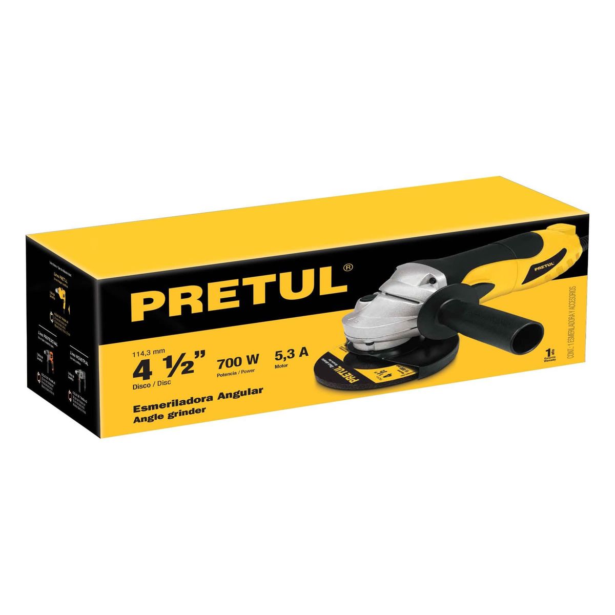 PRETUL - Esmeriladora angular 4 1/2", 700 W