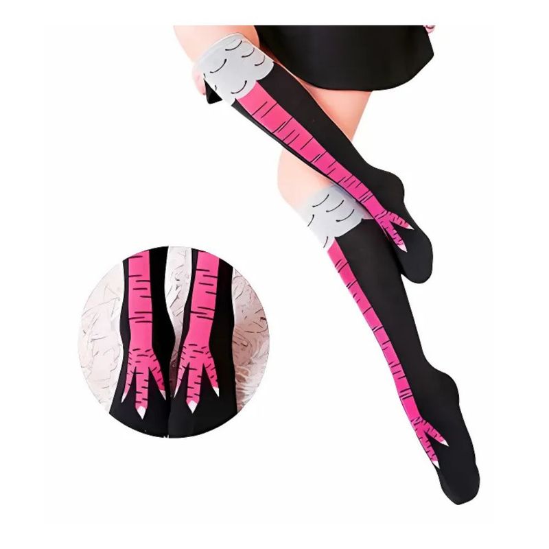 GENERICO - Medias Largas Diseño Patas de Pollo Rosa Premium