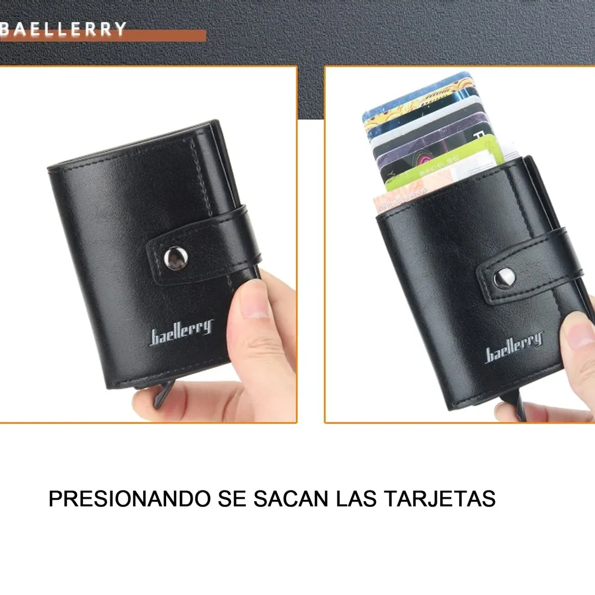 BAELLERRY - BILLETERA HOMBRE CUERO TARJETERO BAELLERRY RFID - NEGRO