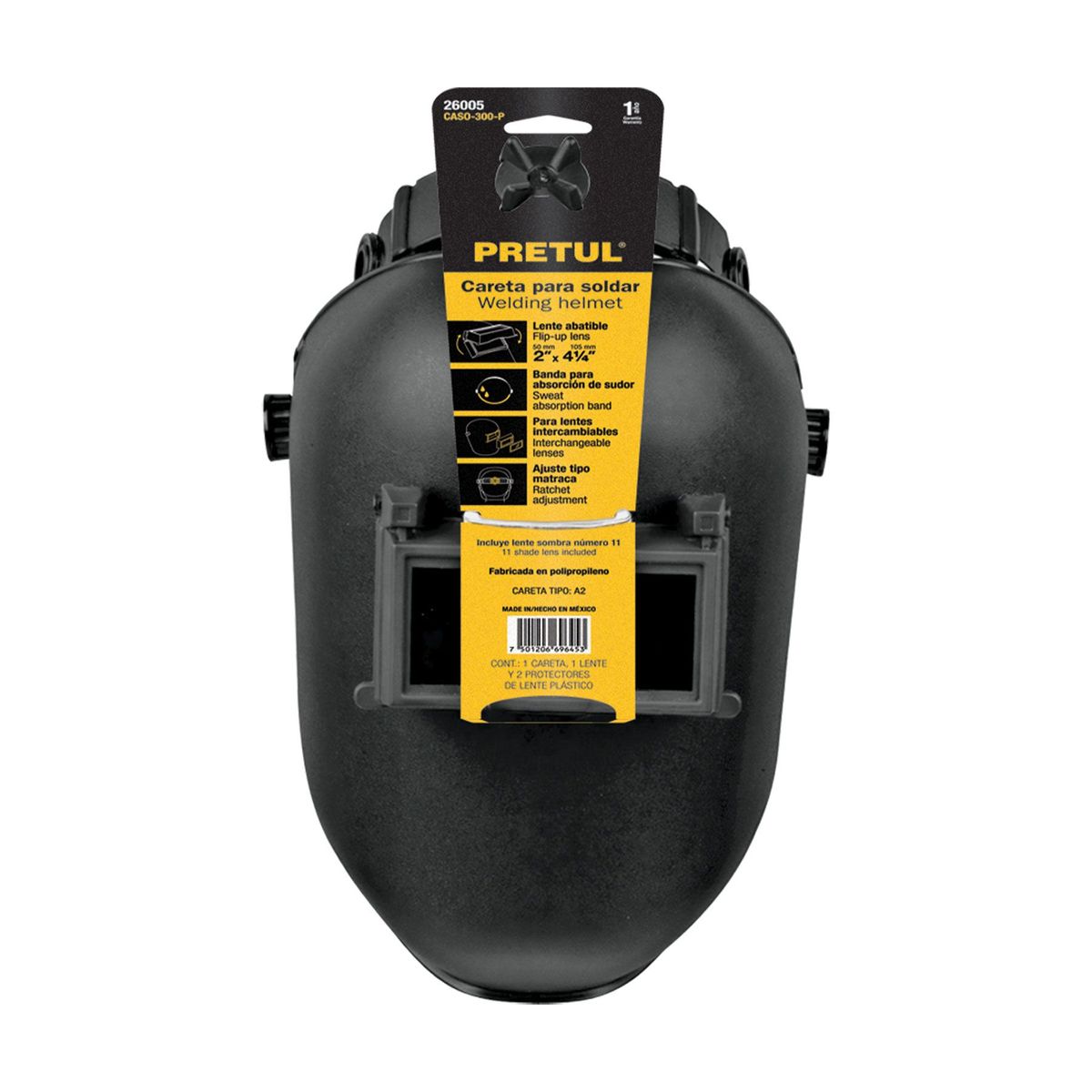 PRETUL - Careta para soldar con lente abatible, sombra 11