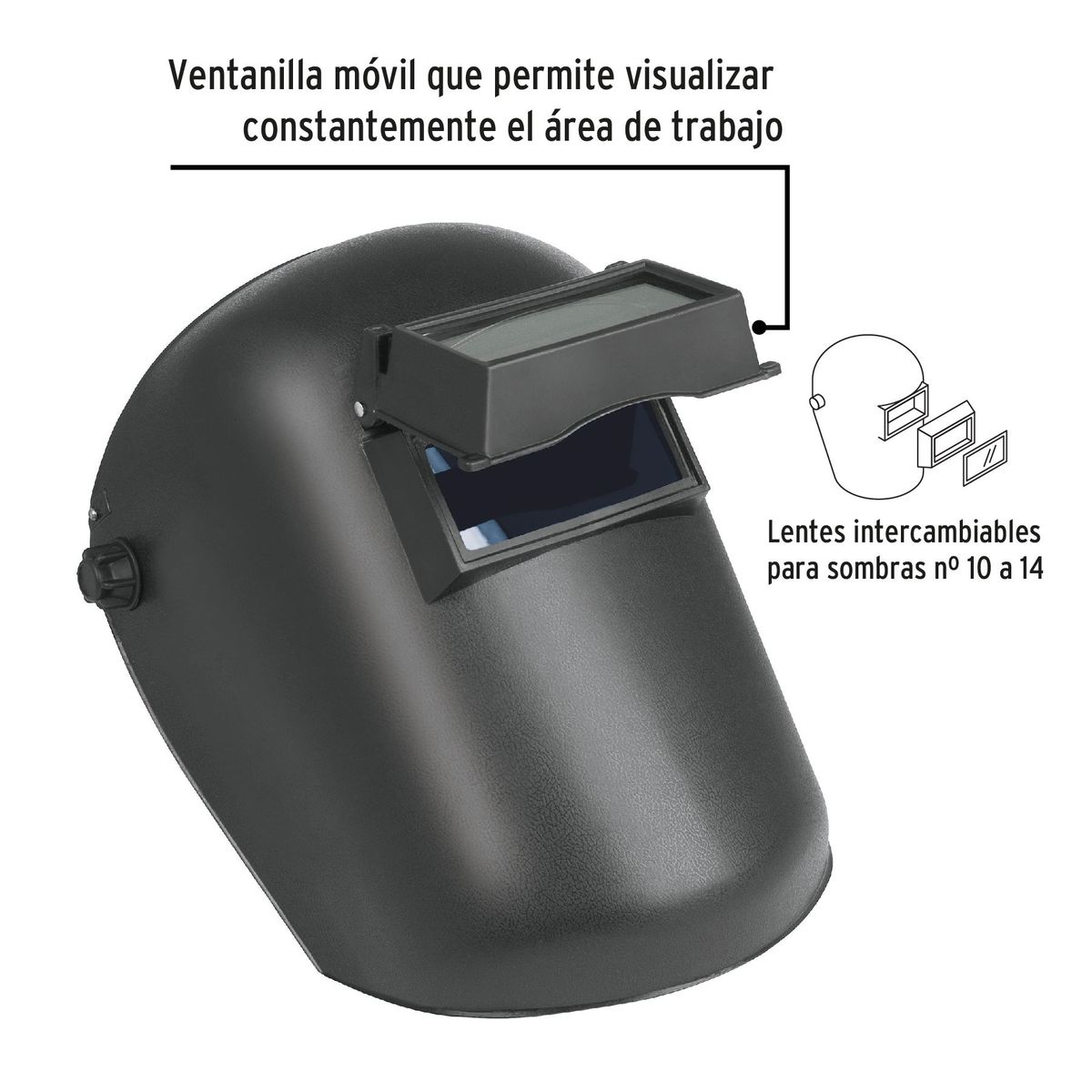PRETUL - Careta para soldar con lente abatible, sombra 11