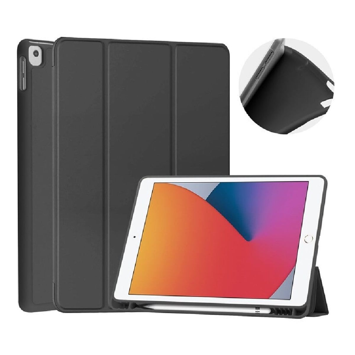 GENERICO - Funda Case para Samsung S7 Plus Imantada + Portalápiz Negra Antishock
